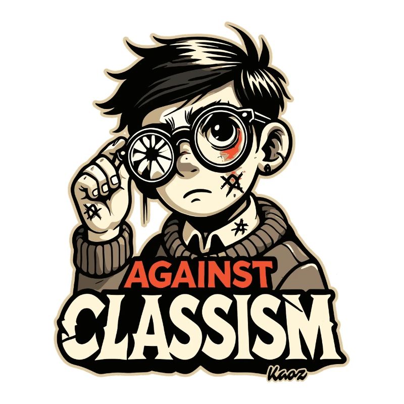 armer Junge mit kaputter Brille: gegen Klassismus