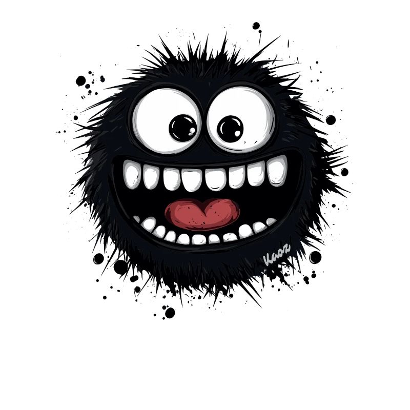 Funny wool monster with big teeth