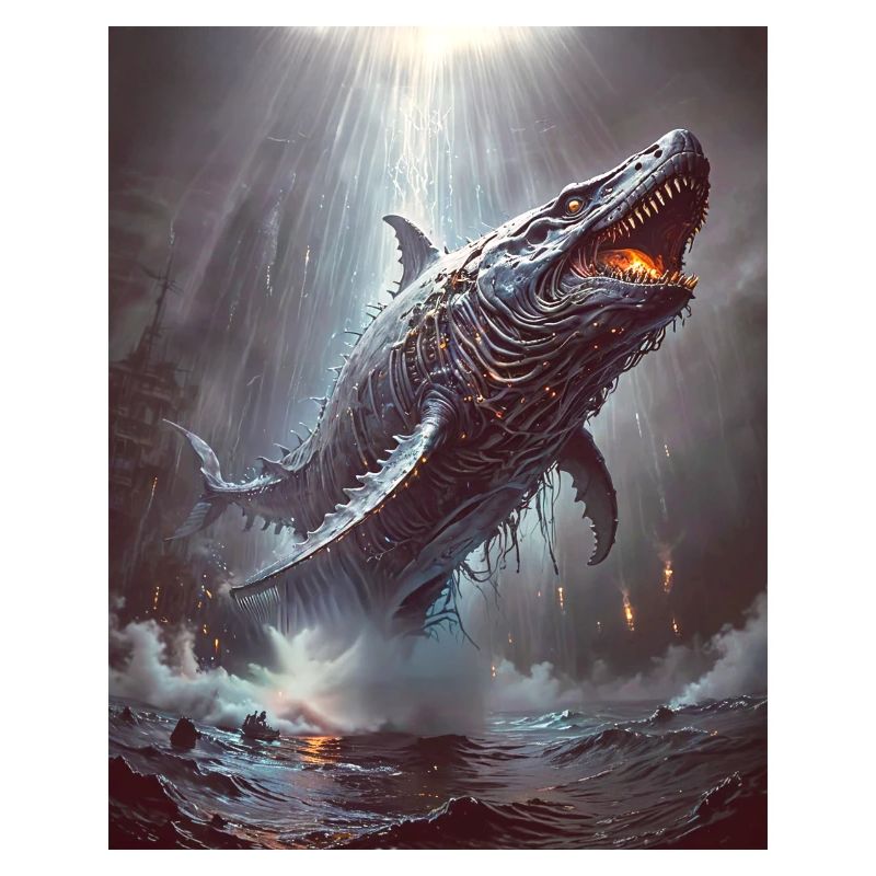 Bake-kujira Skeletal ghost whale gliding through m
