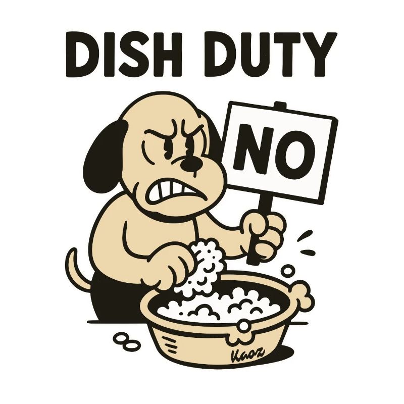 Cuisine Service de vaisselle et de vaisselle Le chien dit non