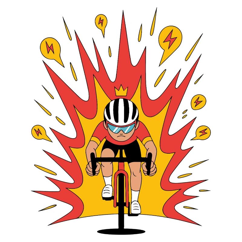 Angriffsmodus Radfahrer Krone Karikatur