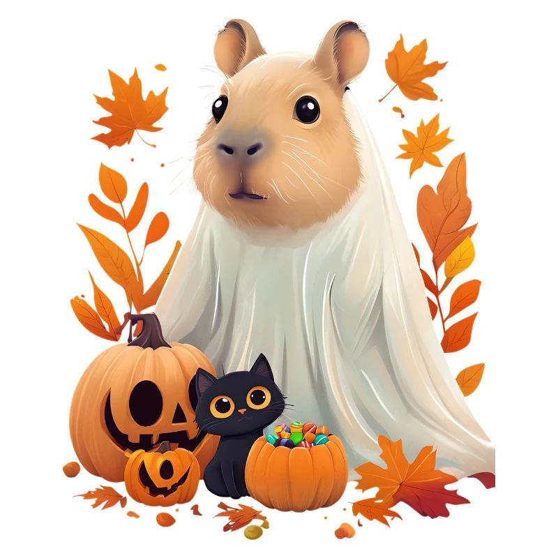 Halloween Capybara Cat Ghost Gift Idea