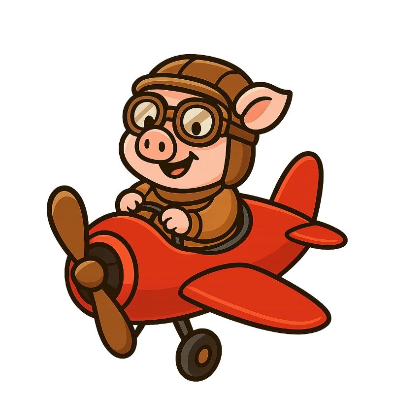 Ausdrucksstarker Schweinepilot im Retro-Stil