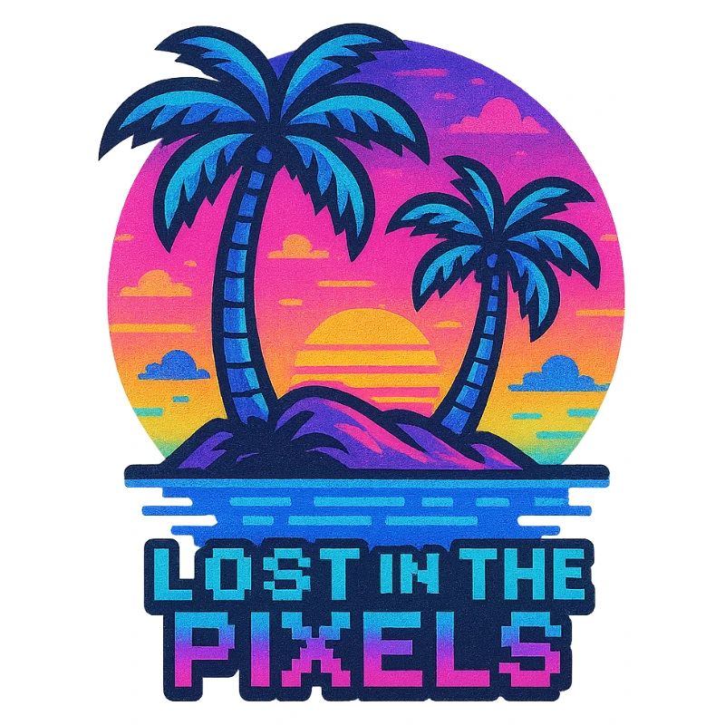 Pixelated Tropical Sunset Design