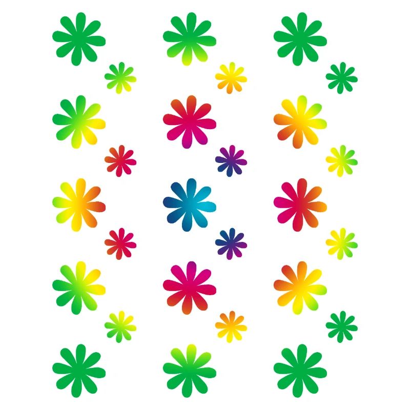 colorful flowers - retro - rainbow blossoms pattern
