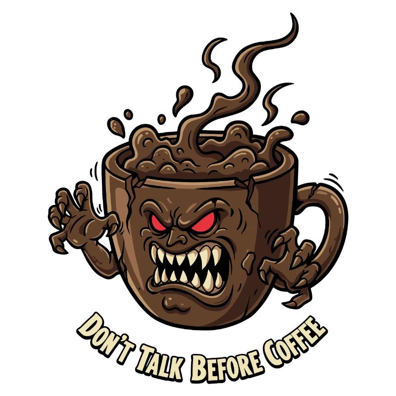 Angry coffee cup before coffee