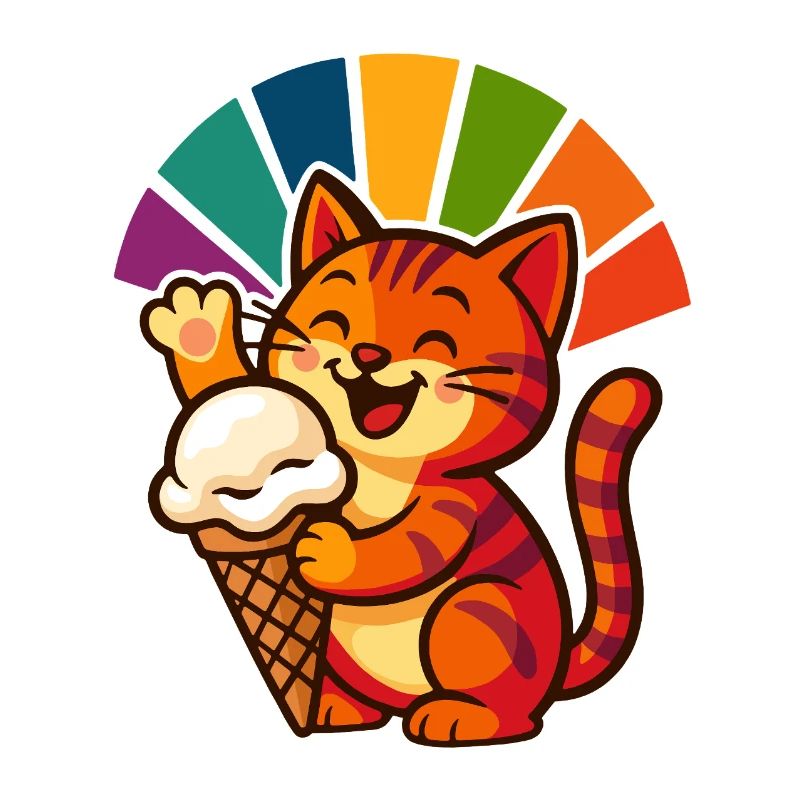 Regenbogen Katze Eisbecher Freude