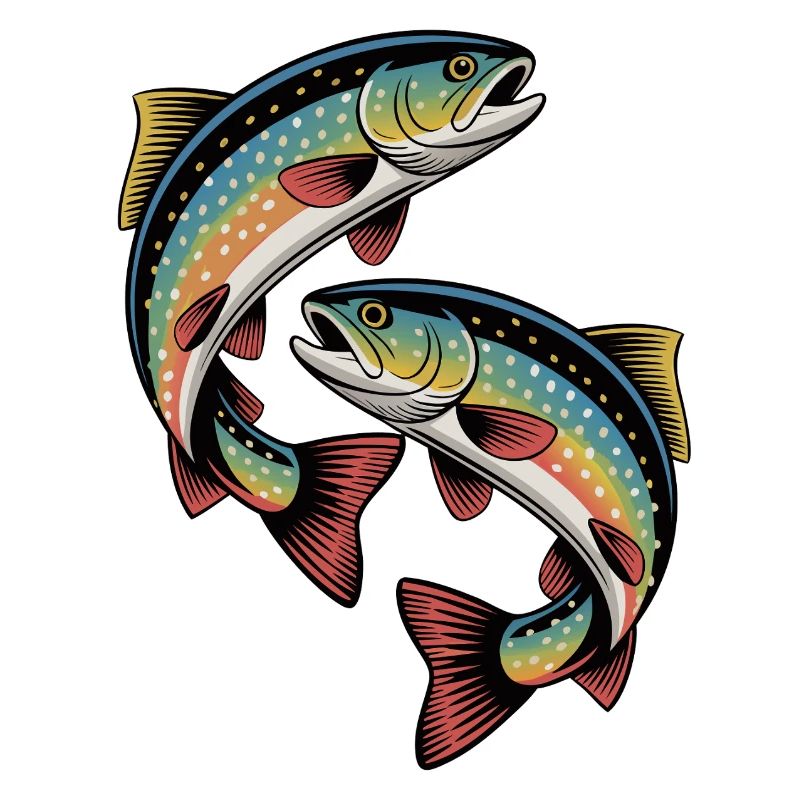 Zwei springende Forellen