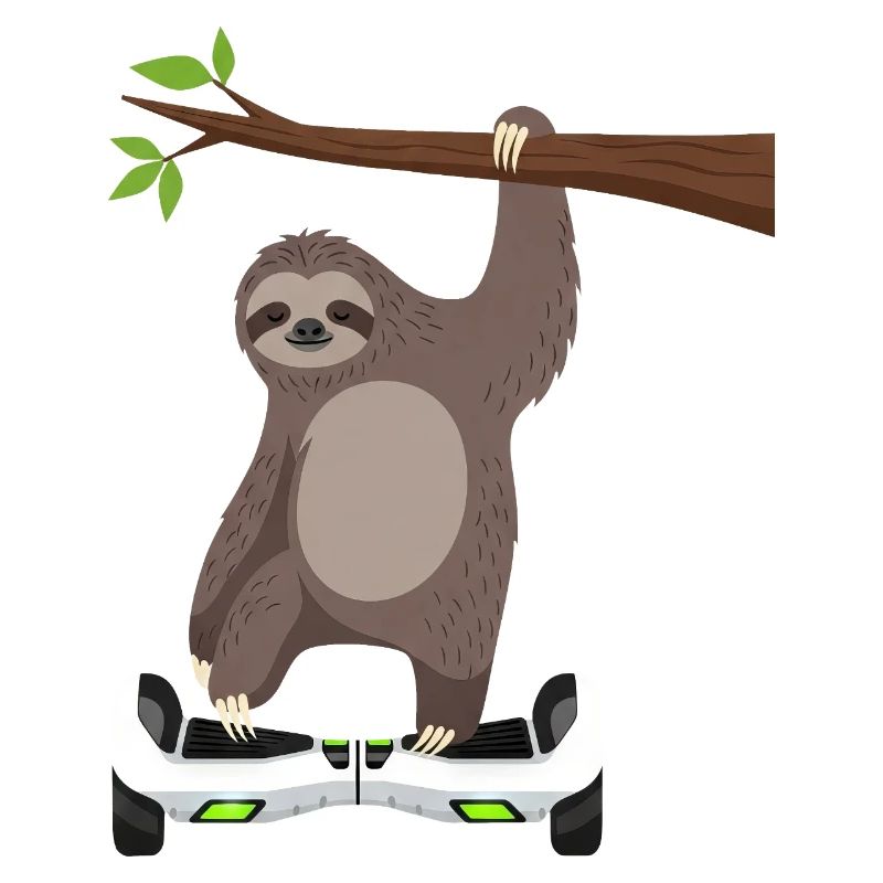Sloth Chilling Hoverboard Cartoon Technique Same