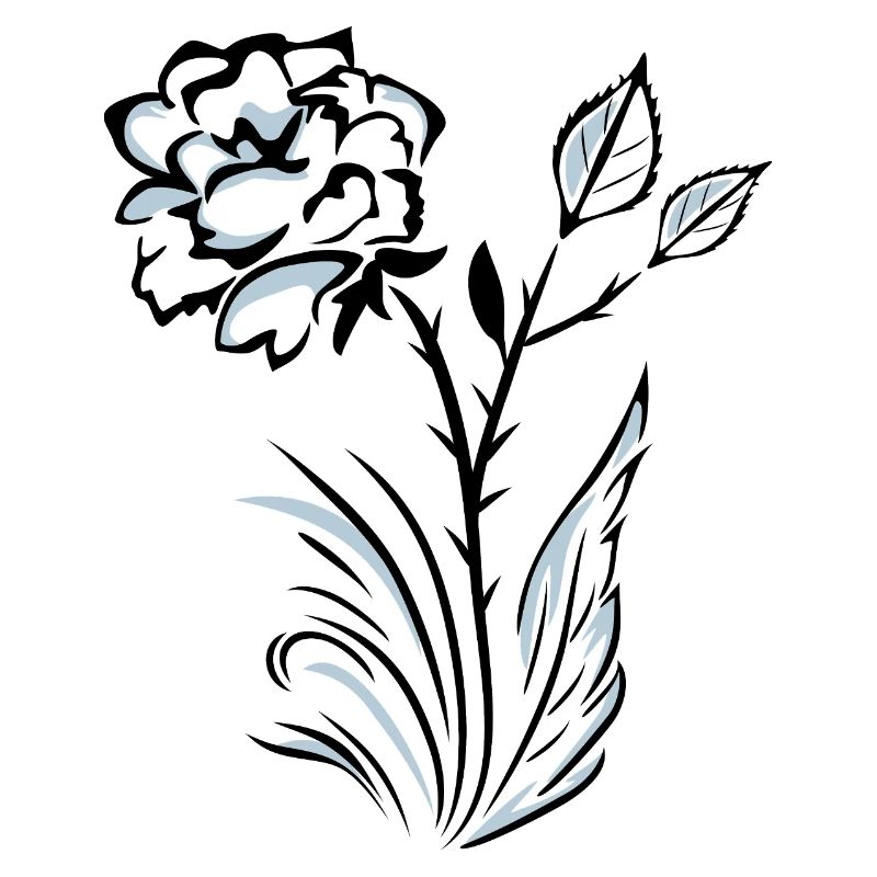 Stylized outlined rose