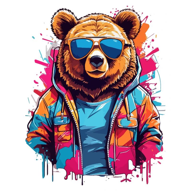 Ours néon dans un sweat à capuche coloré