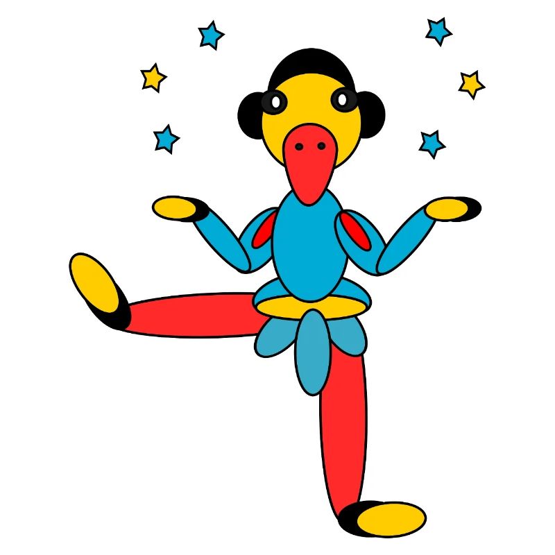 Oiseau coloré en danse