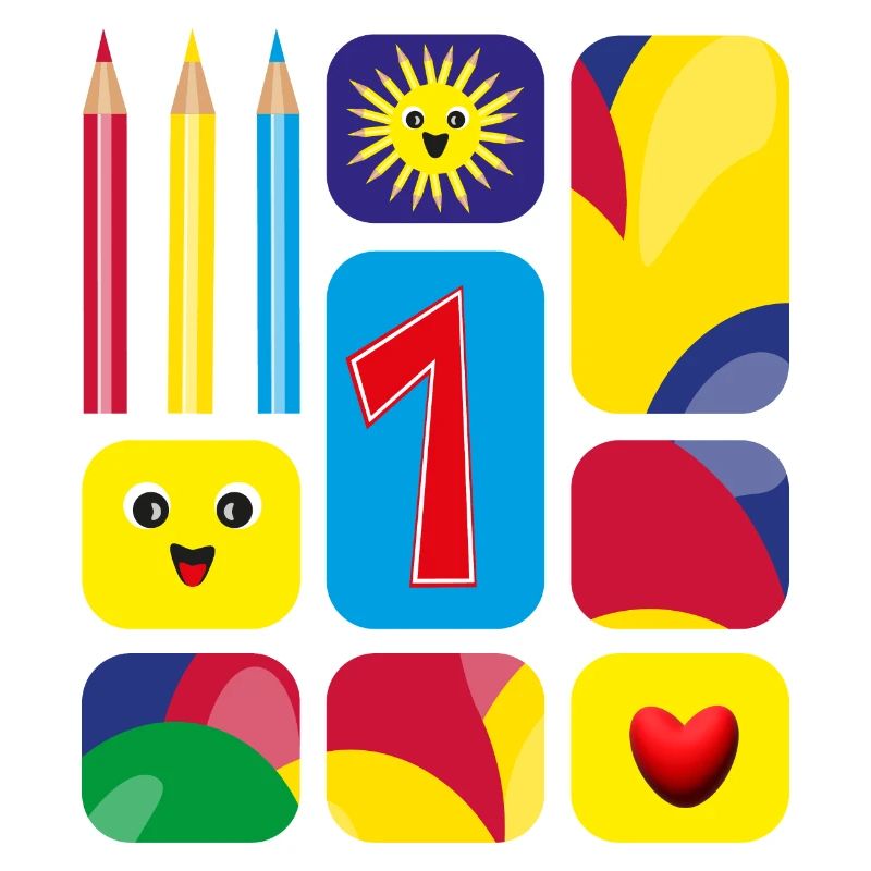 Bunte eins zum Geburtstag oder zur Grundschulzeit.