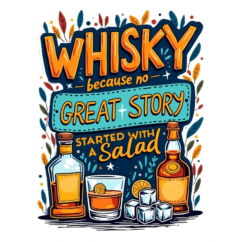 WHISKY BECAUSE NO GREAT STORY STARTED WITH A SALAD