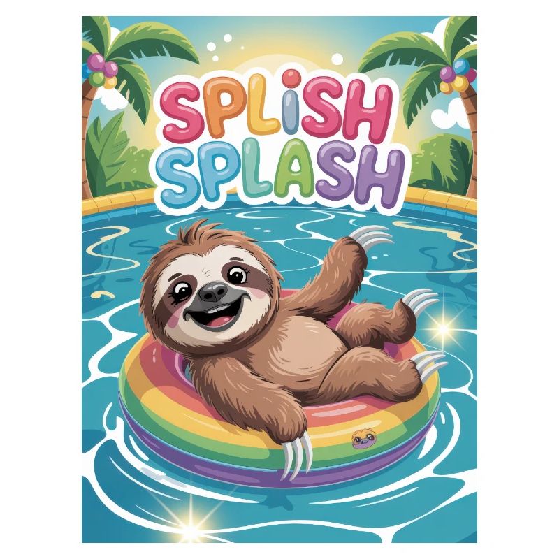 Sloth bathing, summer vacation, splish splash