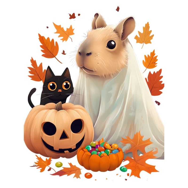 Halloween Capybara Cat Ghost Gift Idea