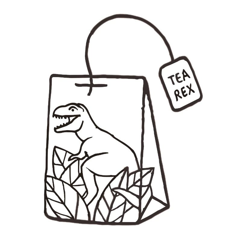 Conception de sachet de thé dinosaure