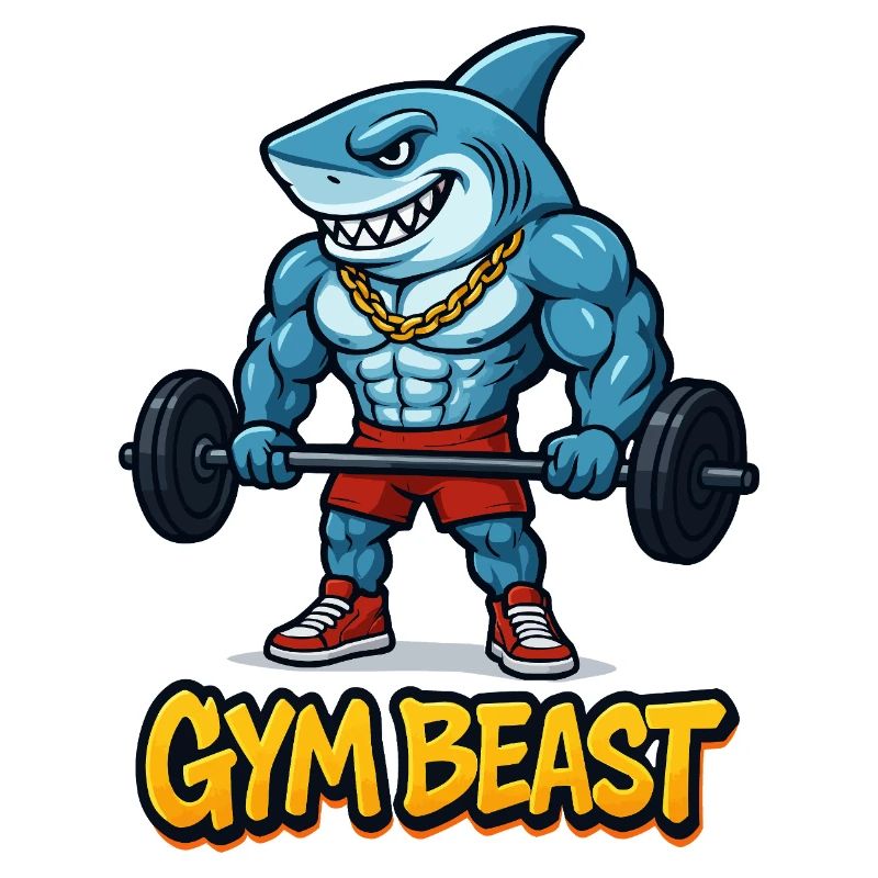 Shark Muscles Comic Bodybuilder