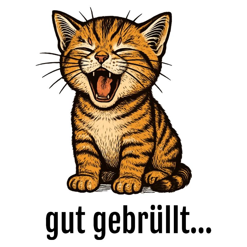 Cute kitten roars lion saying