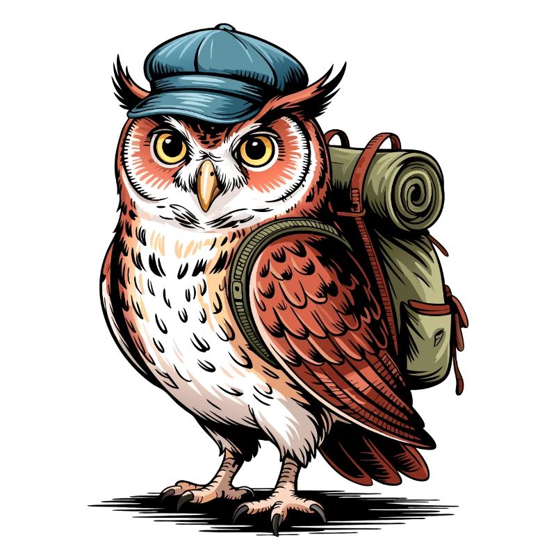 Abenteuer Eule mit Rucksack
