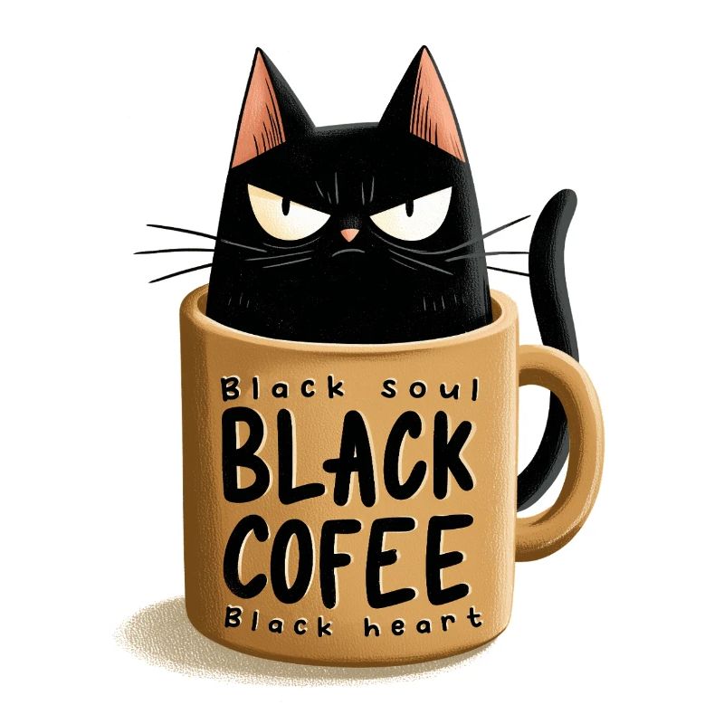 Chat noir dans une tasse à café