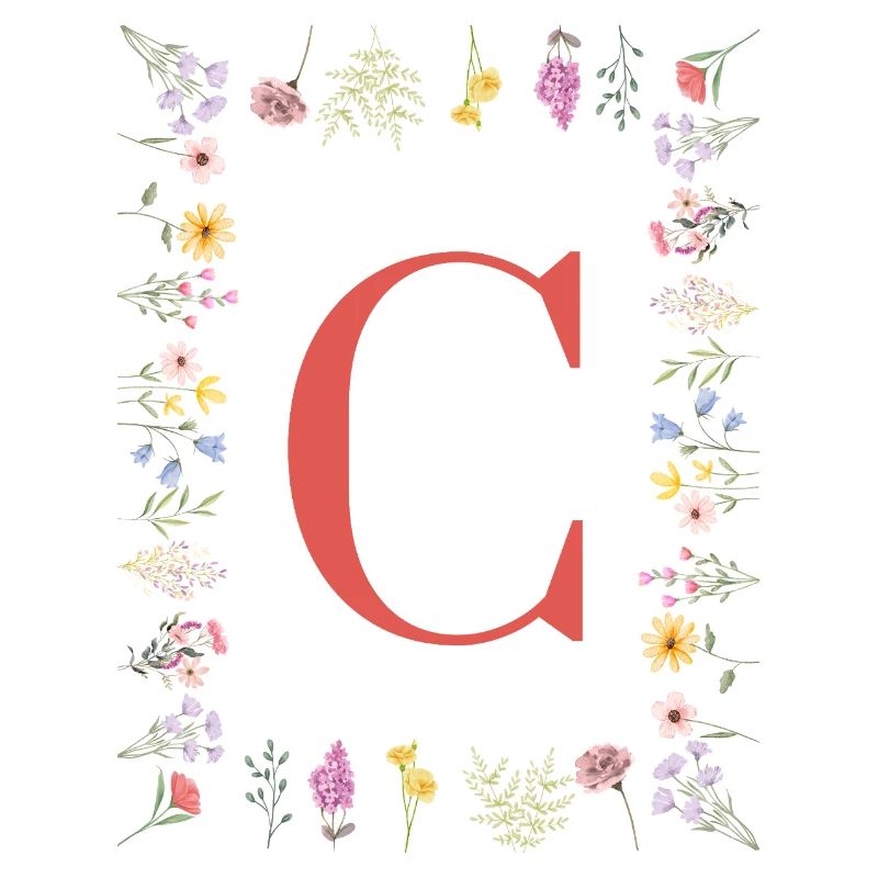 Initiales florales « C », monogramme de lettres