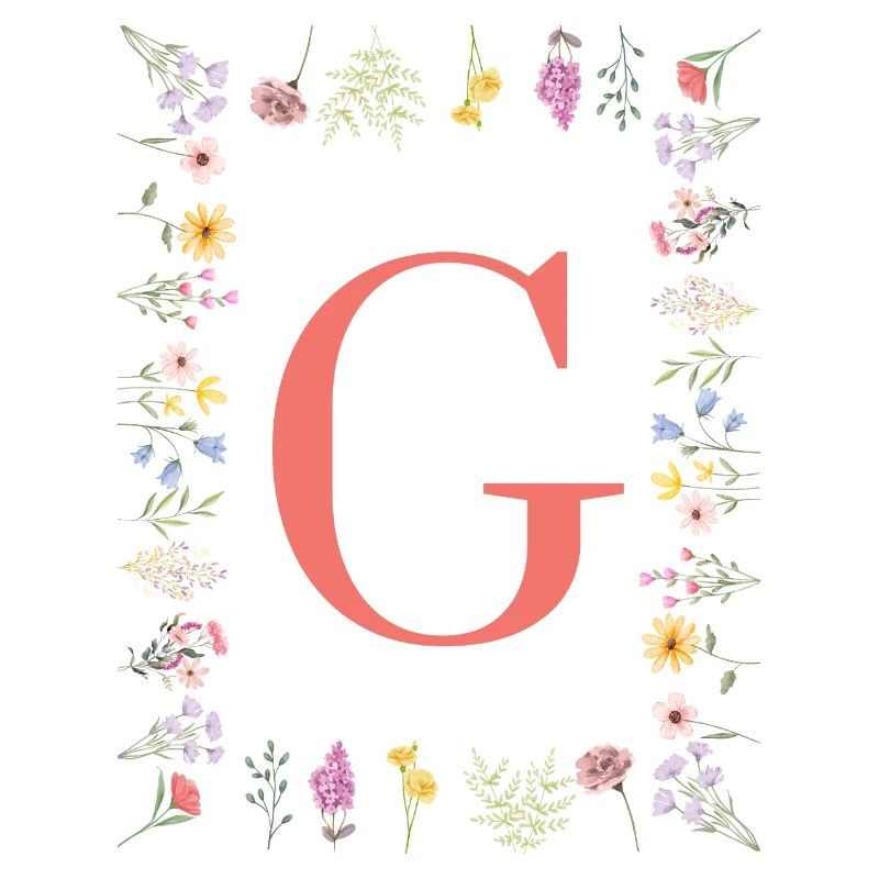 Florale Initialen "G", Buchstaben Monogramm