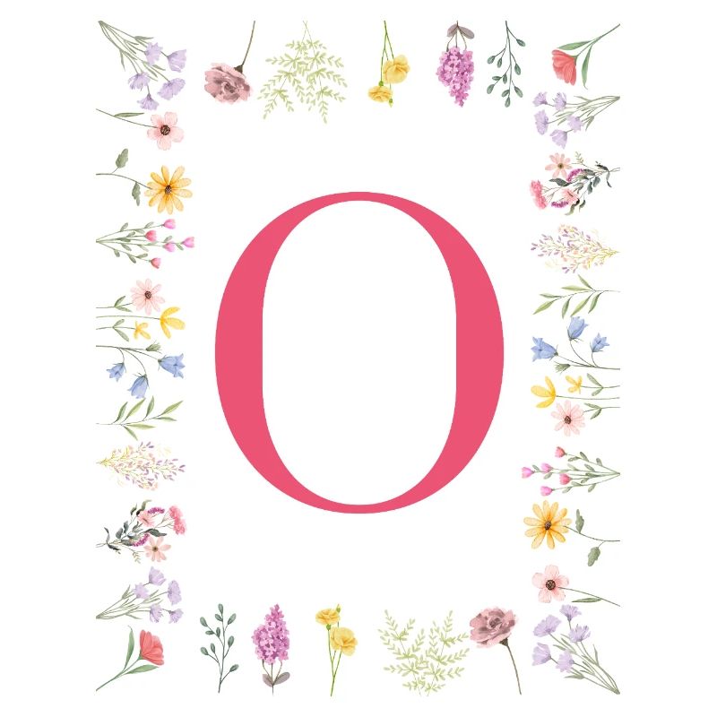 Florale Initialen "O", Buchstaben Monogramm 