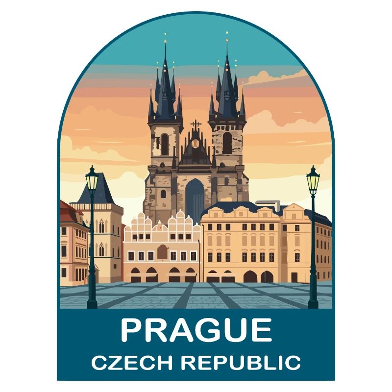 Affiche vintage de Prague République tchèque