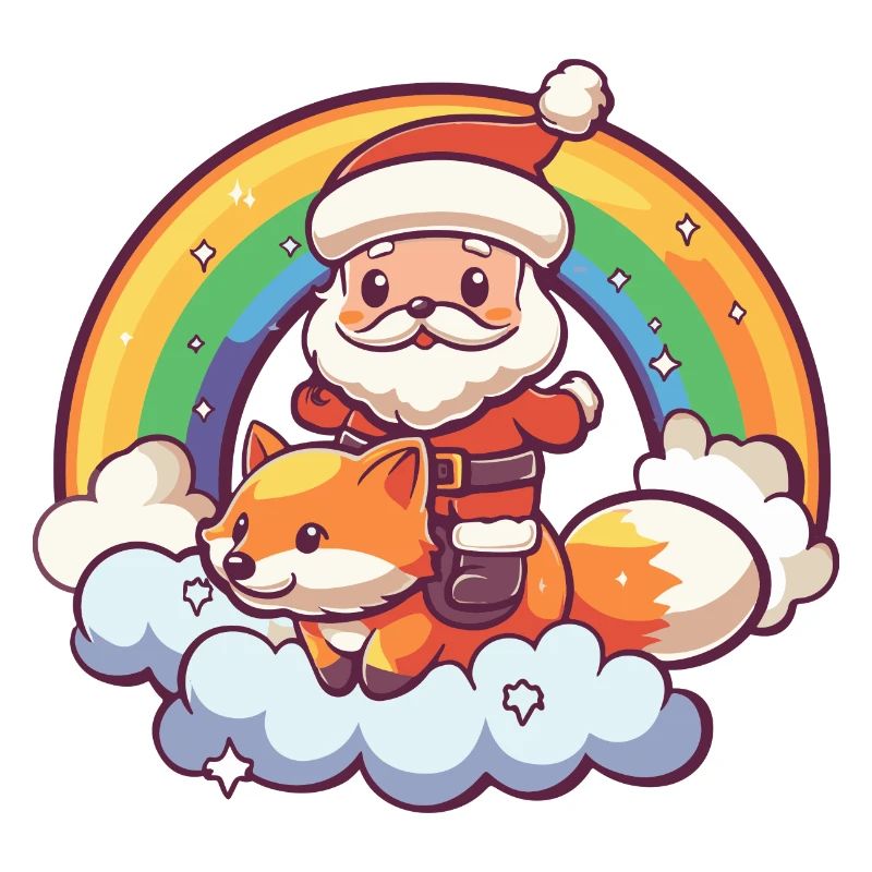 Fuchs Weihnachtsmann Regenbogen