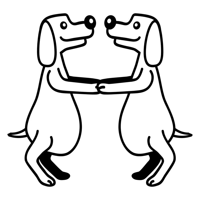 2 dogs big belly overweight dancing together