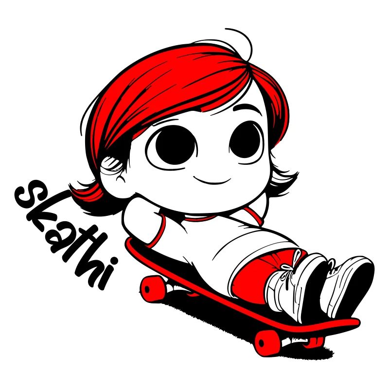 Kathi relaxed auf einem Skateboard.