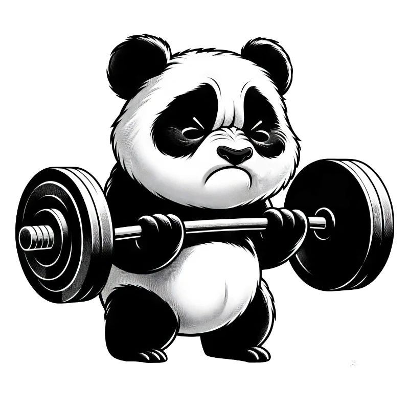 Funny panda doing strength training