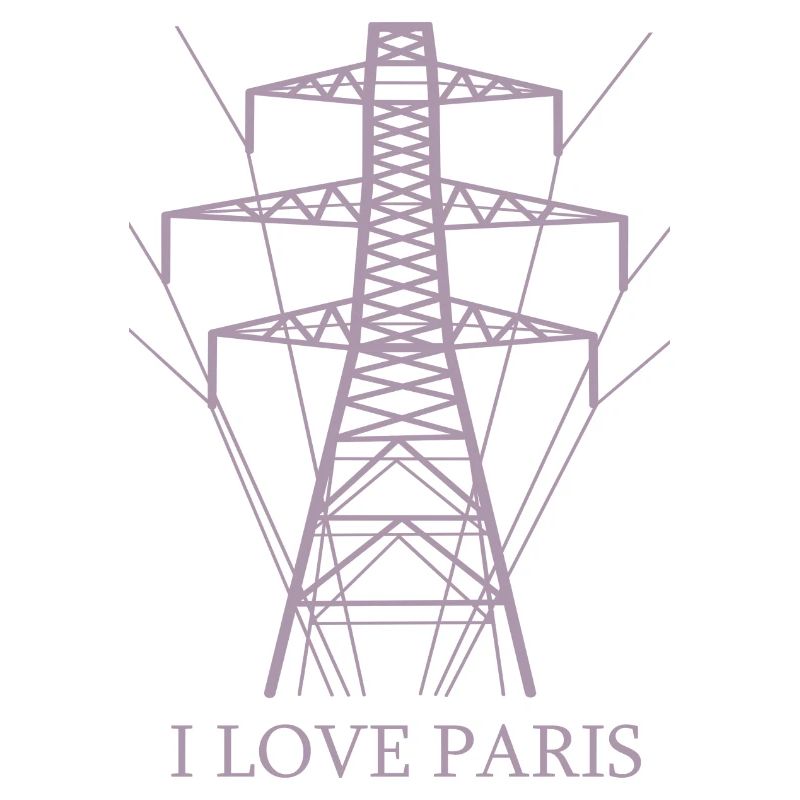 Ironisch Ich liebe Paris Eiffelturm als Strommast