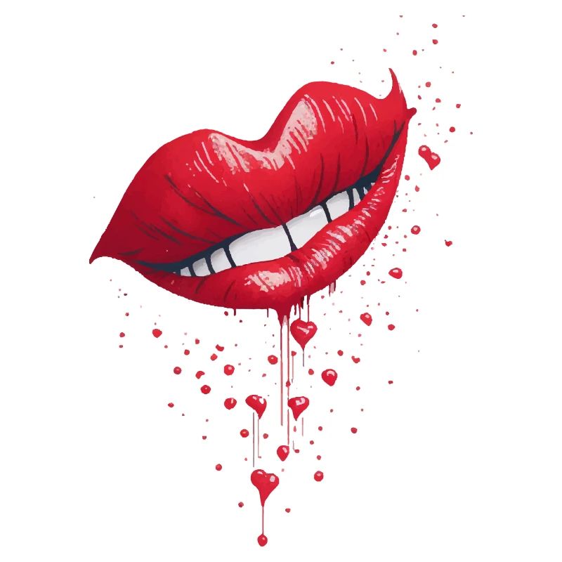 Lip Red: Heart Drop Design