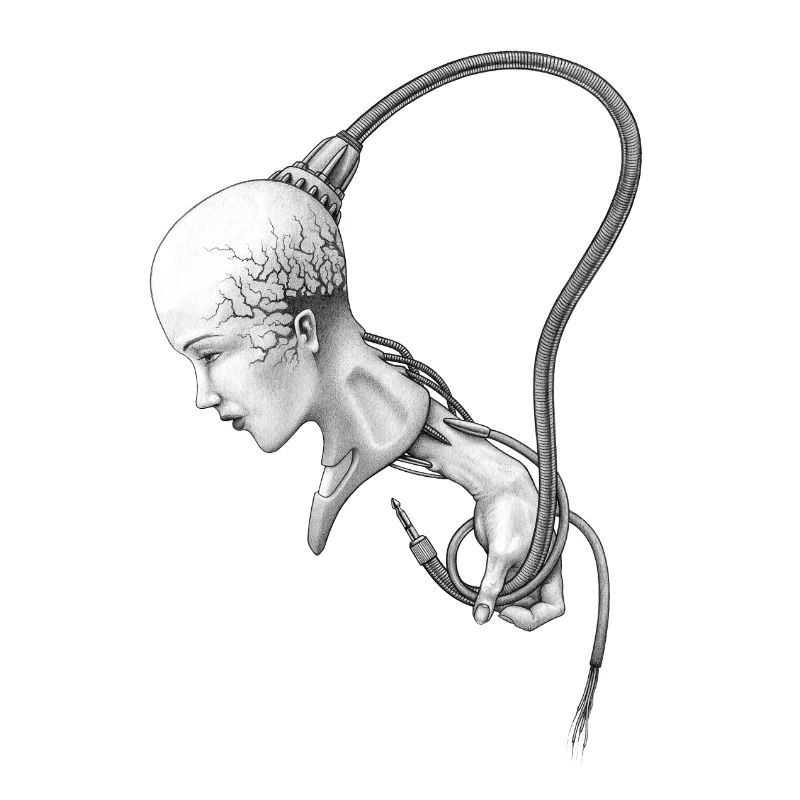 biomechanisches mädchen wird kontrolliert