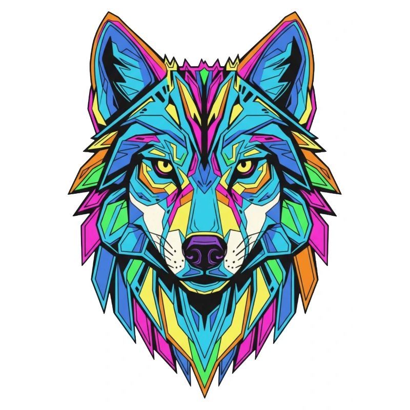 Colorful Geometric Wolf