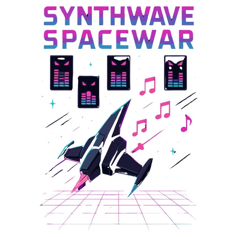 SYNTHWAVE SPACEWAR Retro Neon 80s Spaceship