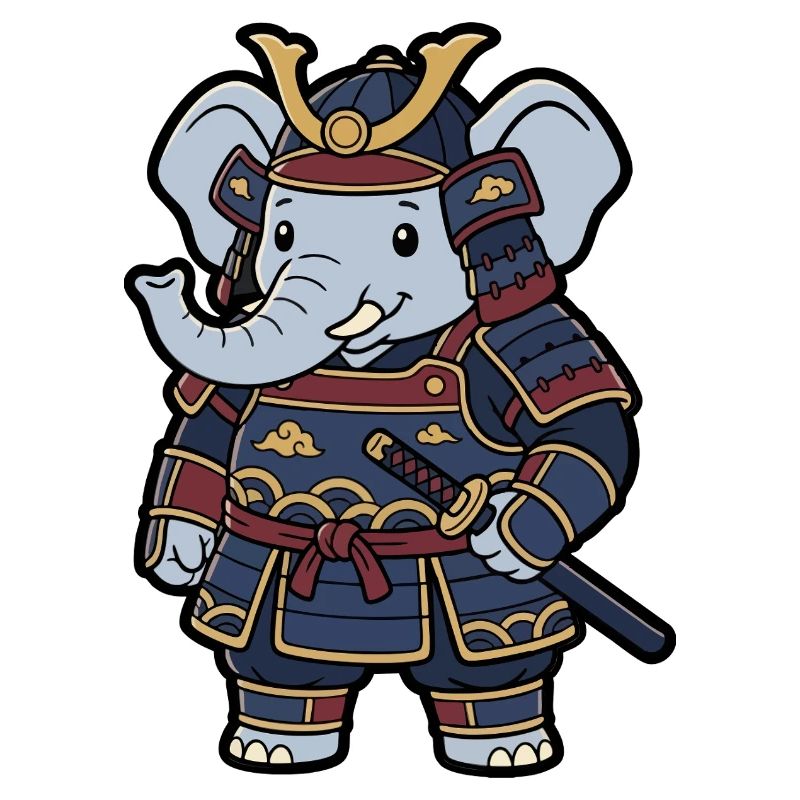 Elephant Samurai in Warrior Armor