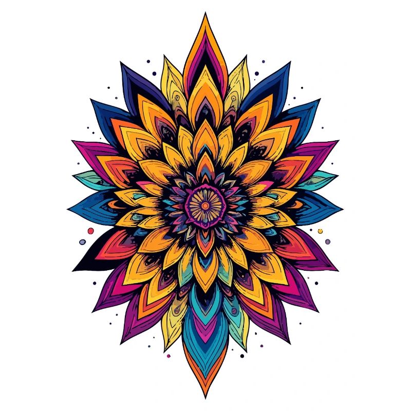 Bunte LSD Blume Mandala Farbexplosion Blumenstern