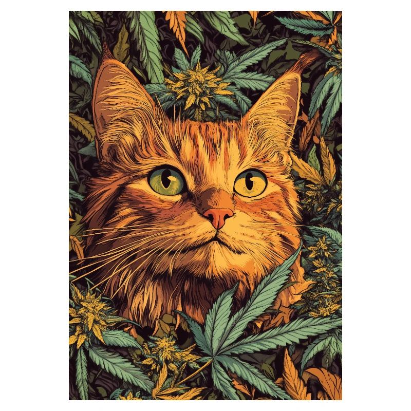 Cat face in the hemp forest