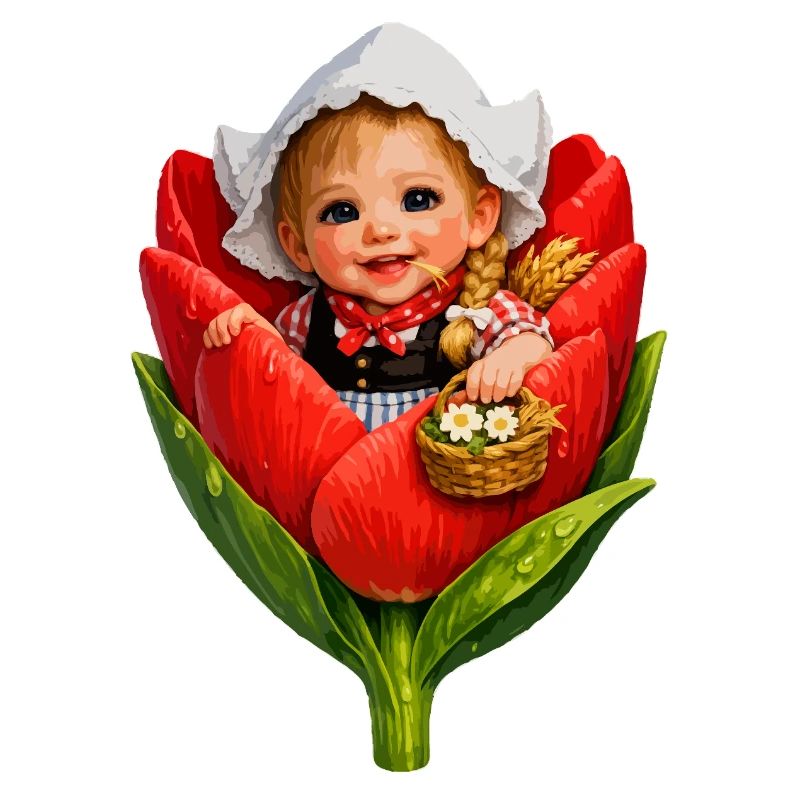 Bébé en fleur de tulipe rouge