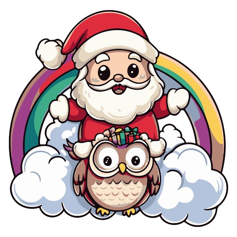 Eule Weihnachtsmann Regenbogen