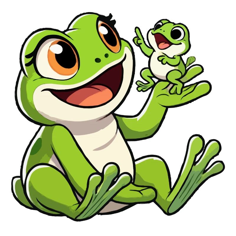 Froschmutter mit herumtollendem Kind