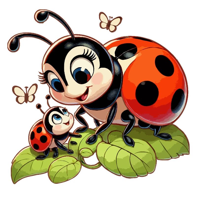 La mère coccinelle joue avec l’enfant