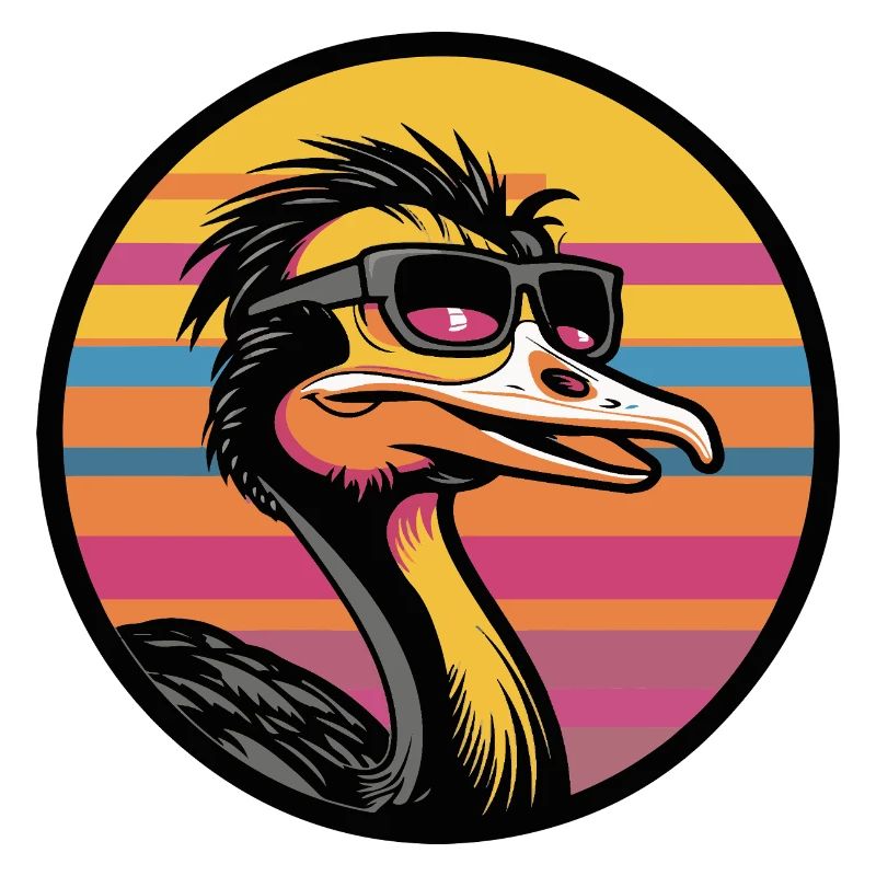 Ostrich Comic Cool Summer
