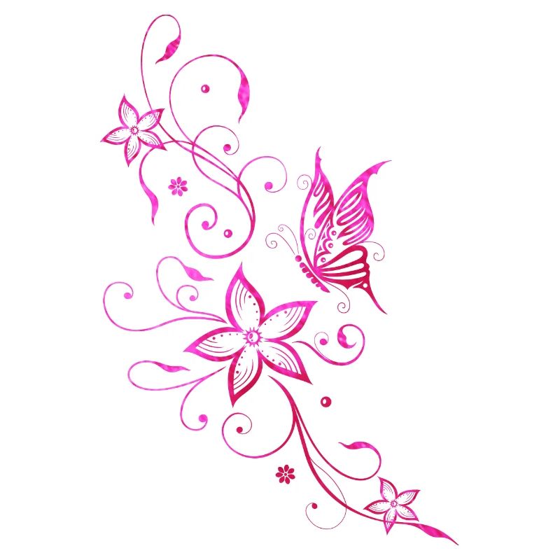 Papillon rose vrille fleurs d'été