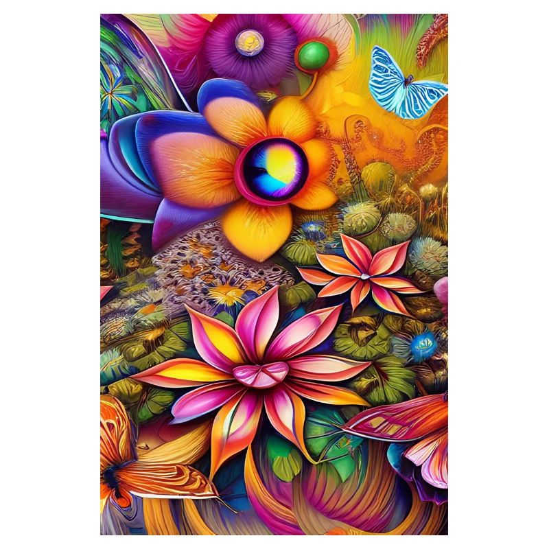 Fleurs et papillon