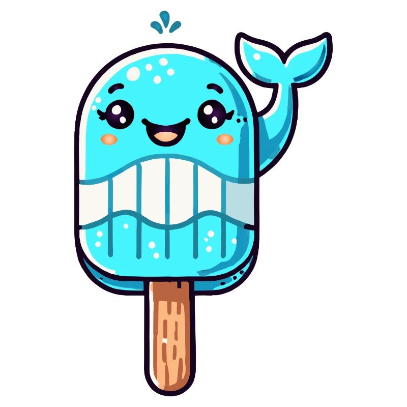 Ein Eis in Form eines lächelnden Walfischs