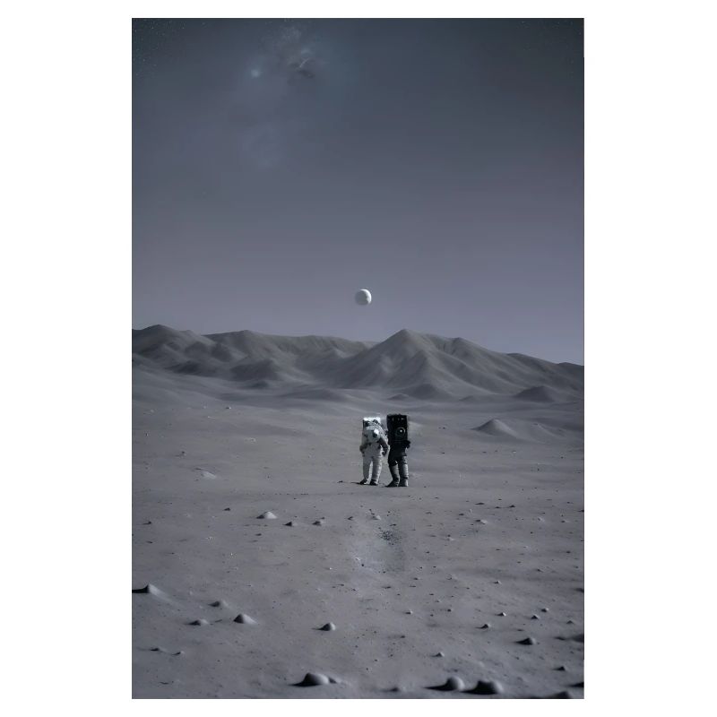 Astronautes explorant la lune Lunaire